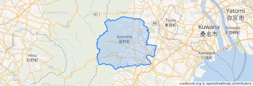 Mapa de ubicacion de 菰野町.