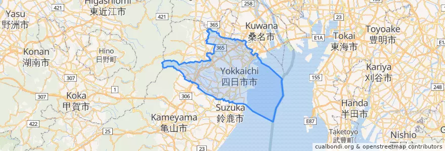 Mapa de ubicacion de 四日市市.