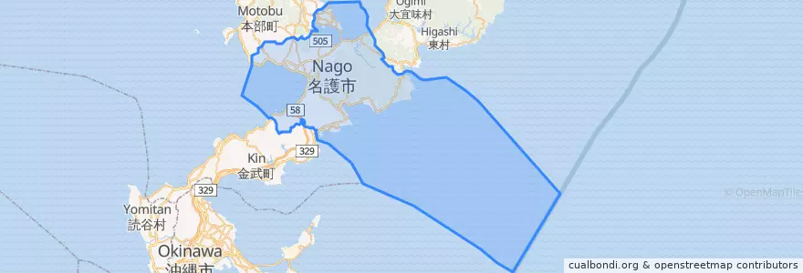 Mapa de ubicacion de 名护市.
