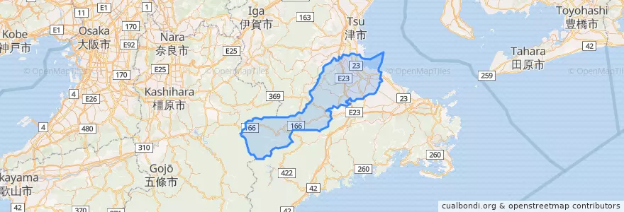 Mapa de ubicacion de 松阪市.