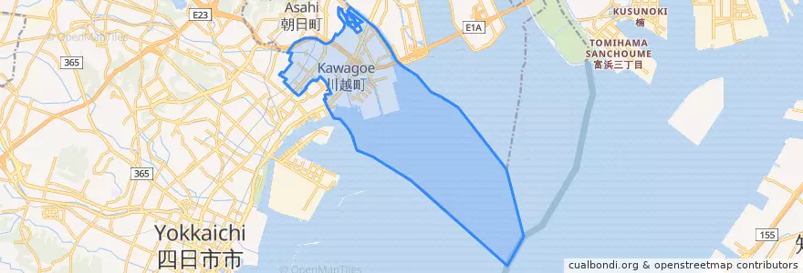Mapa de ubicacion de 川越町.