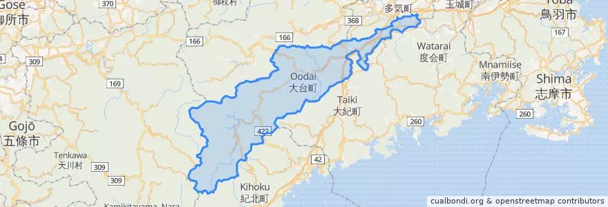 Mapa de ubicacion de 大台町.