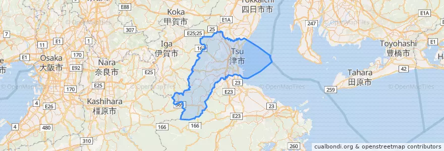 Mapa de ubicacion de 津市.