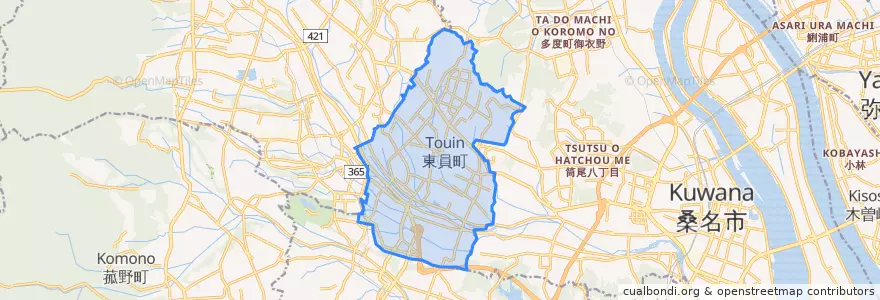 Mapa de ubicacion de 東員町.