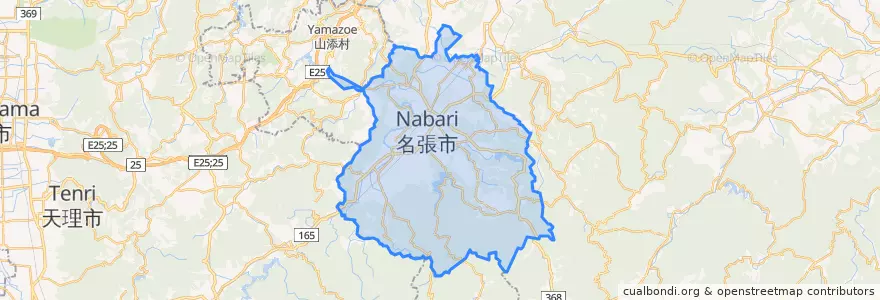 Mapa de ubicacion de 名張市.