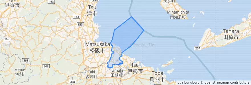 Mapa de ubicacion de 明和町.