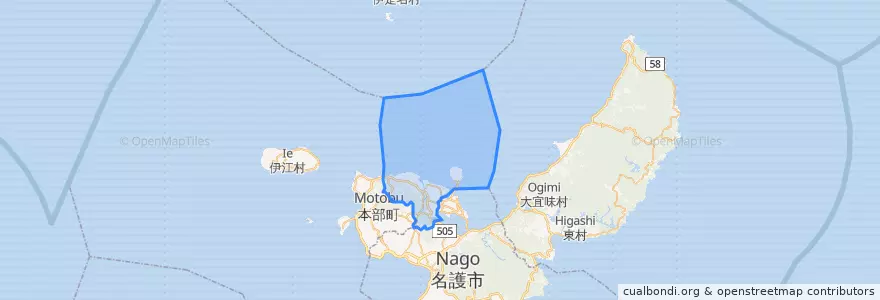 Mapa de ubicacion de 今帰仁村.