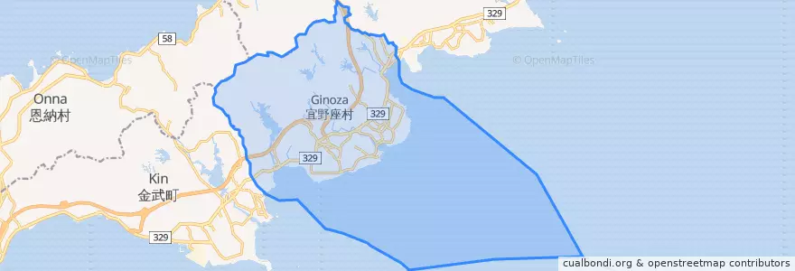 Mapa de ubicacion de 宜野座村.