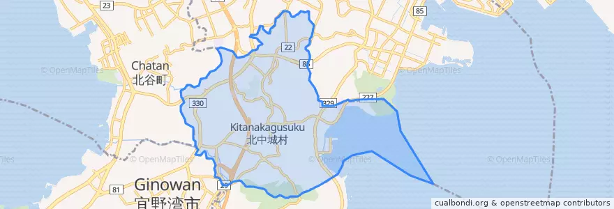 Mapa de ubicacion de Kitanakagusuku.