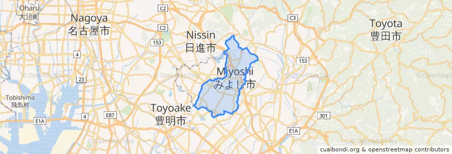 Mapa de ubicacion de みよし市.