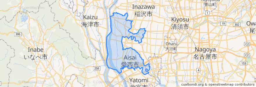 Mapa de ubicacion de 愛西市.