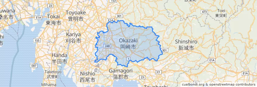 Mapa de ubicacion de Okazaki.