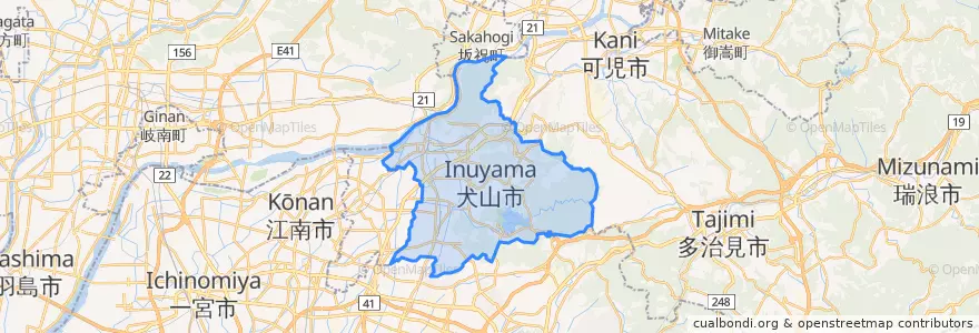Mapa de ubicacion de 犬山市.