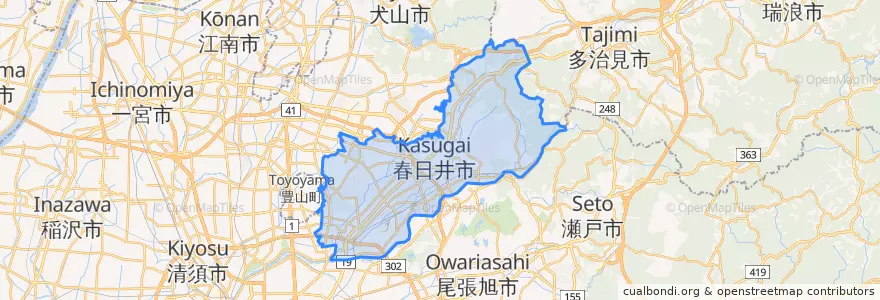 Mapa de ubicacion de 春日井市.