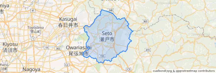 Mapa de ubicacion de 瀬戸市.