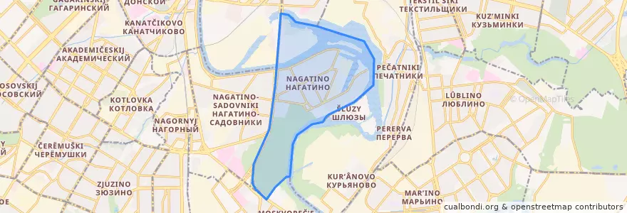 Mapa de ubicacion de район Нагатинский Затон.