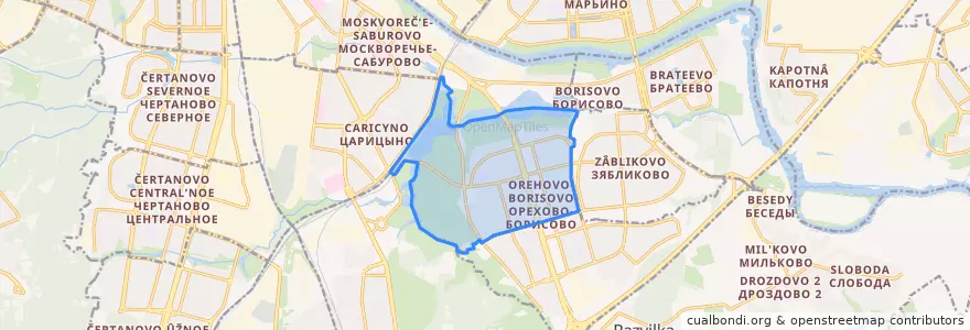 Mapa de ubicacion de Orekhovo-Borisovo Severnoye District.