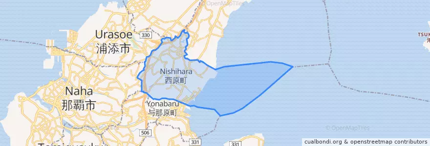 Mapa de ubicacion de 西原町.