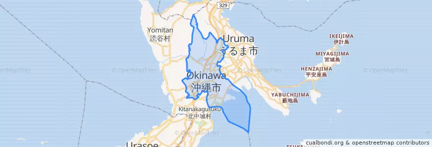 Mapa de ubicacion de 沖縄市.