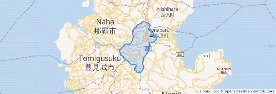 Mapa de ubicacion de 南風原町.