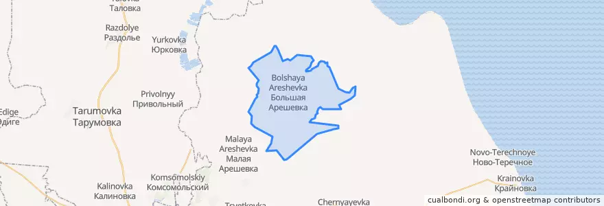 Mapa de ubicacion de Большеарешевский сельсовет.