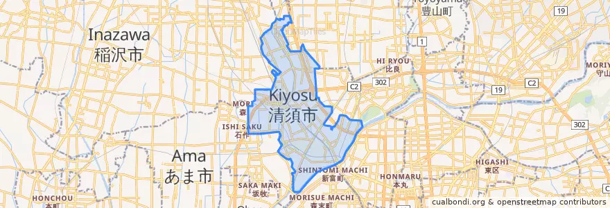 Mapa de ubicacion de Kiyosu.