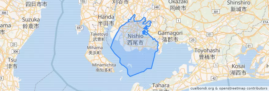 Mapa de ubicacion de 西尾市.