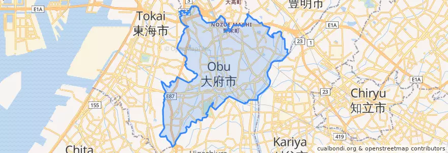 Mapa de ubicacion de 大府市.