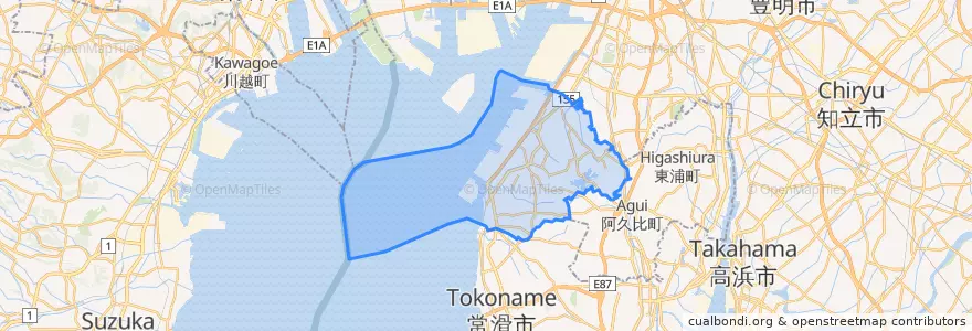 Mapa de ubicacion de 知多市.