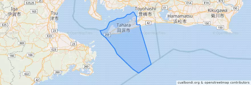 Mapa de ubicacion de 田原市.