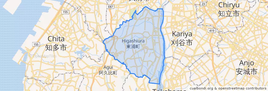 Mapa de ubicacion de 東浦町.