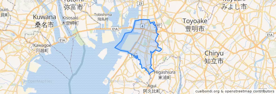 Mapa de ubicacion de 東海市.