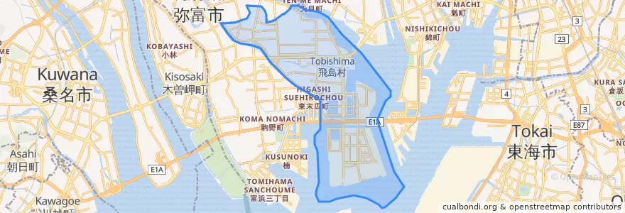 Mapa de ubicacion de 飛島村.