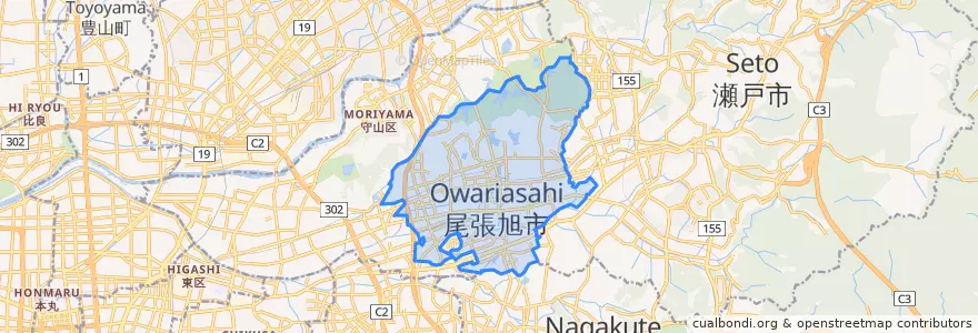 Mapa de ubicacion de Owariasahi.