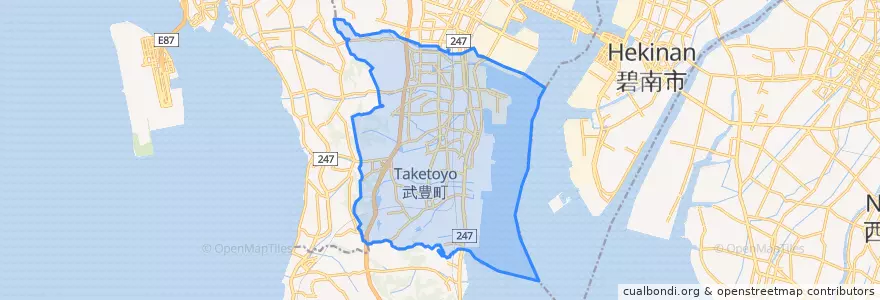 Mapa de ubicacion de 武豊町.
