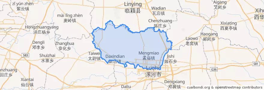 Mapa de ubicacion de 郾城区.