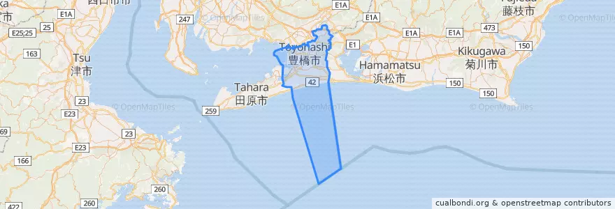 Mapa de ubicacion de Toyohashi.