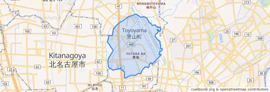 Mapa de ubicacion de 豊山町.