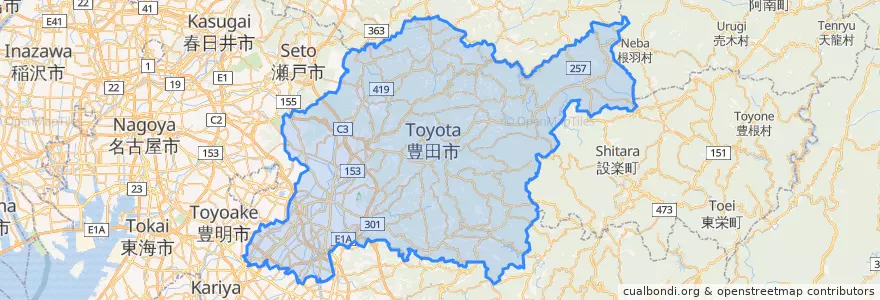 Mapa de ubicacion de Toyota.