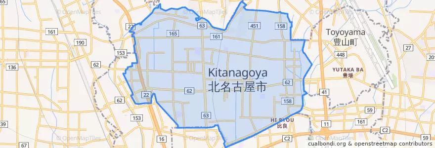 Mapa de ubicacion de 北名古屋市.