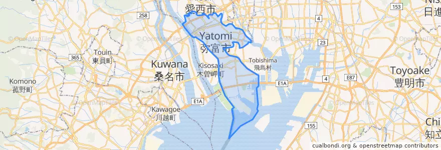 Mapa de ubicacion de 弥富市.