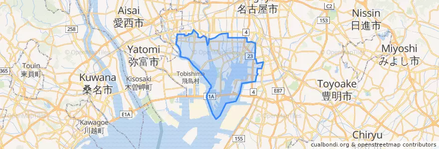 Mapa de ubicacion de Minato Ward.