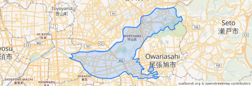 Mapa de ubicacion de Moriyama Ward.
