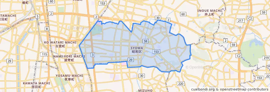 Mapa de ubicacion de 昭和区.