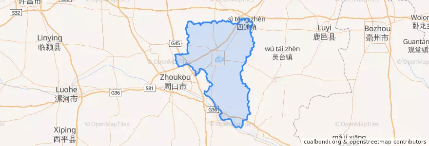 Mapa de ubicacion de Huaiyang County.