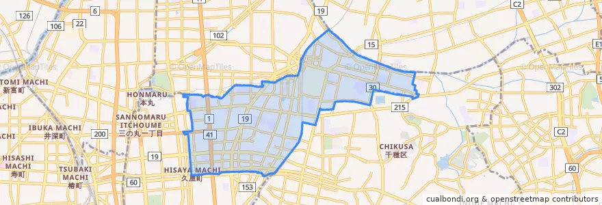 Mapa de ubicacion de Higashi Ward.