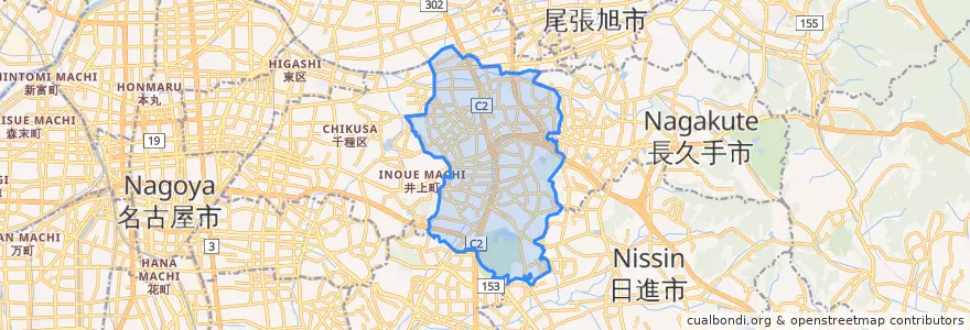 Mapa de ubicacion de 名東区.