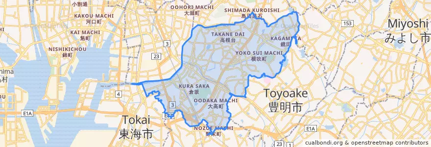 Mapa de ubicacion de Midori Ward.