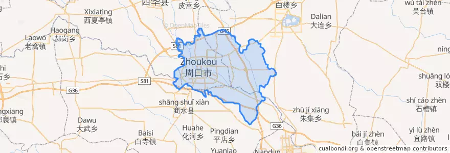 Mapa de ubicacion de 川汇区.