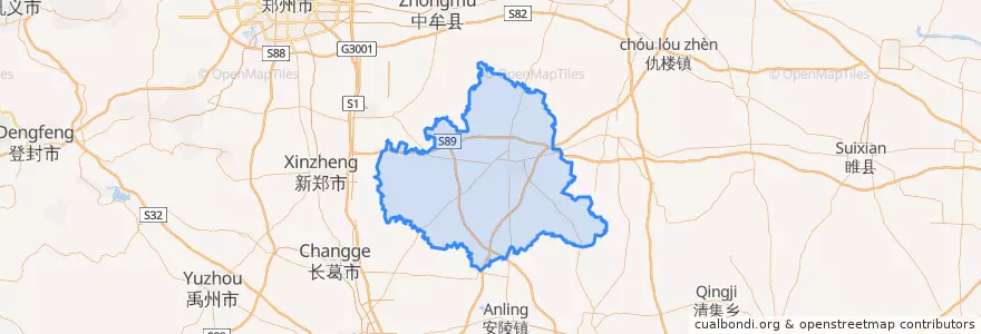 Mapa de ubicacion de 尉氏县.